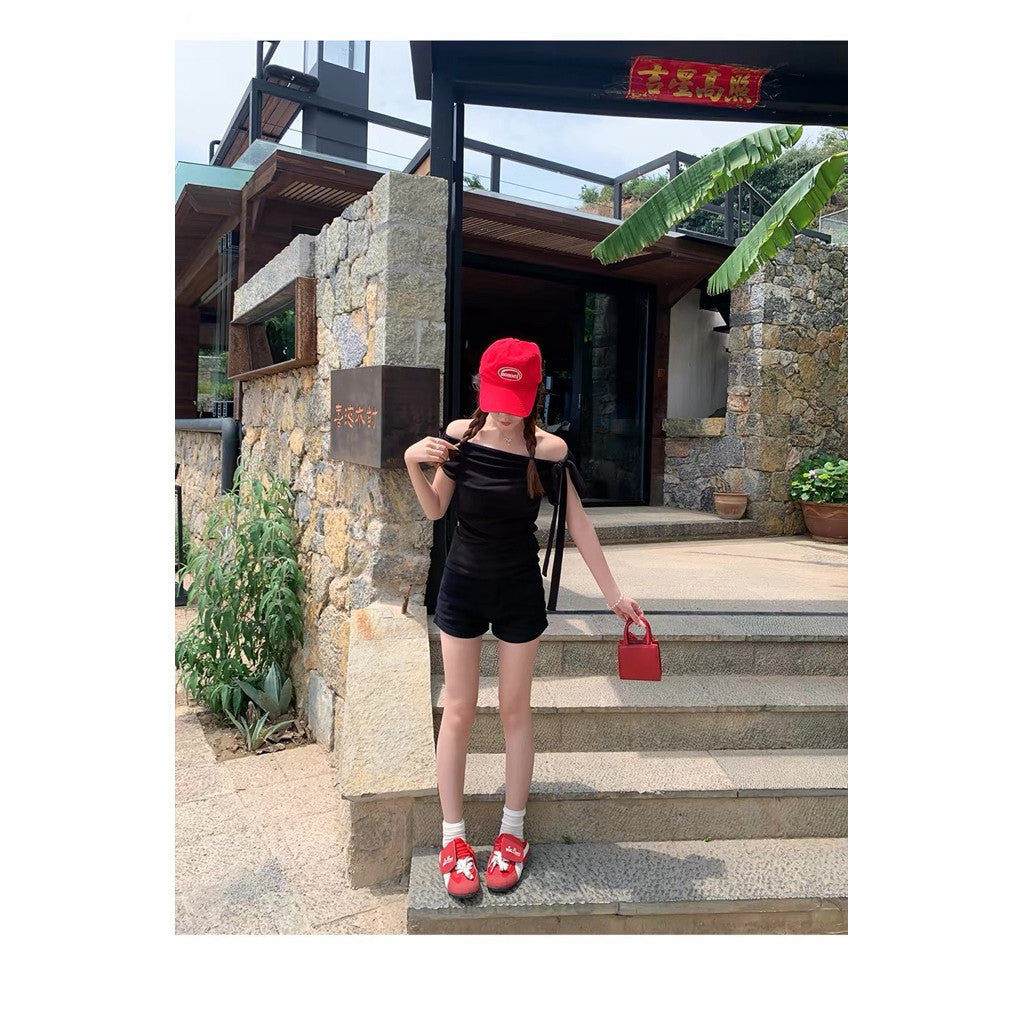 【T-1329】Sweet Girl Look 莱赛尔多穿法绑带上衣