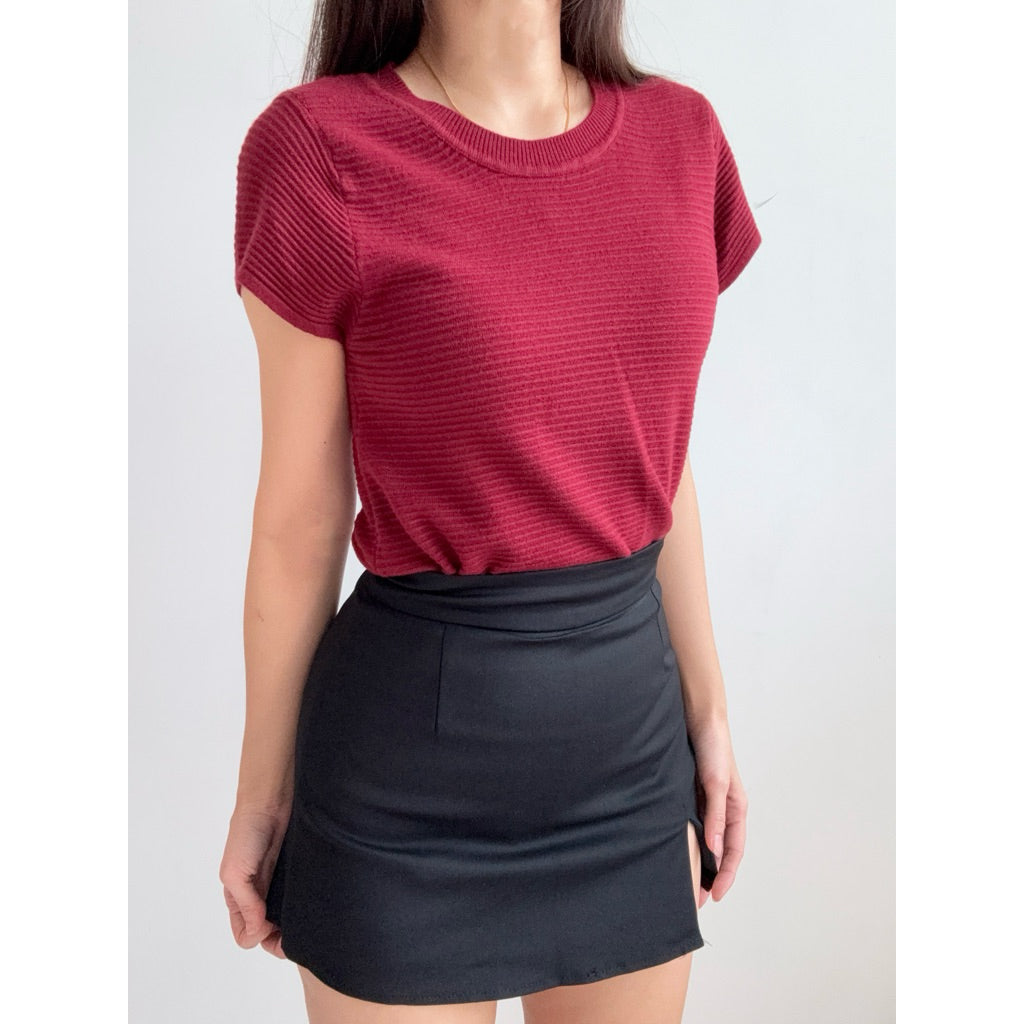 【T913】 Ribbed Knit Tee 高质感针织短袖上衣