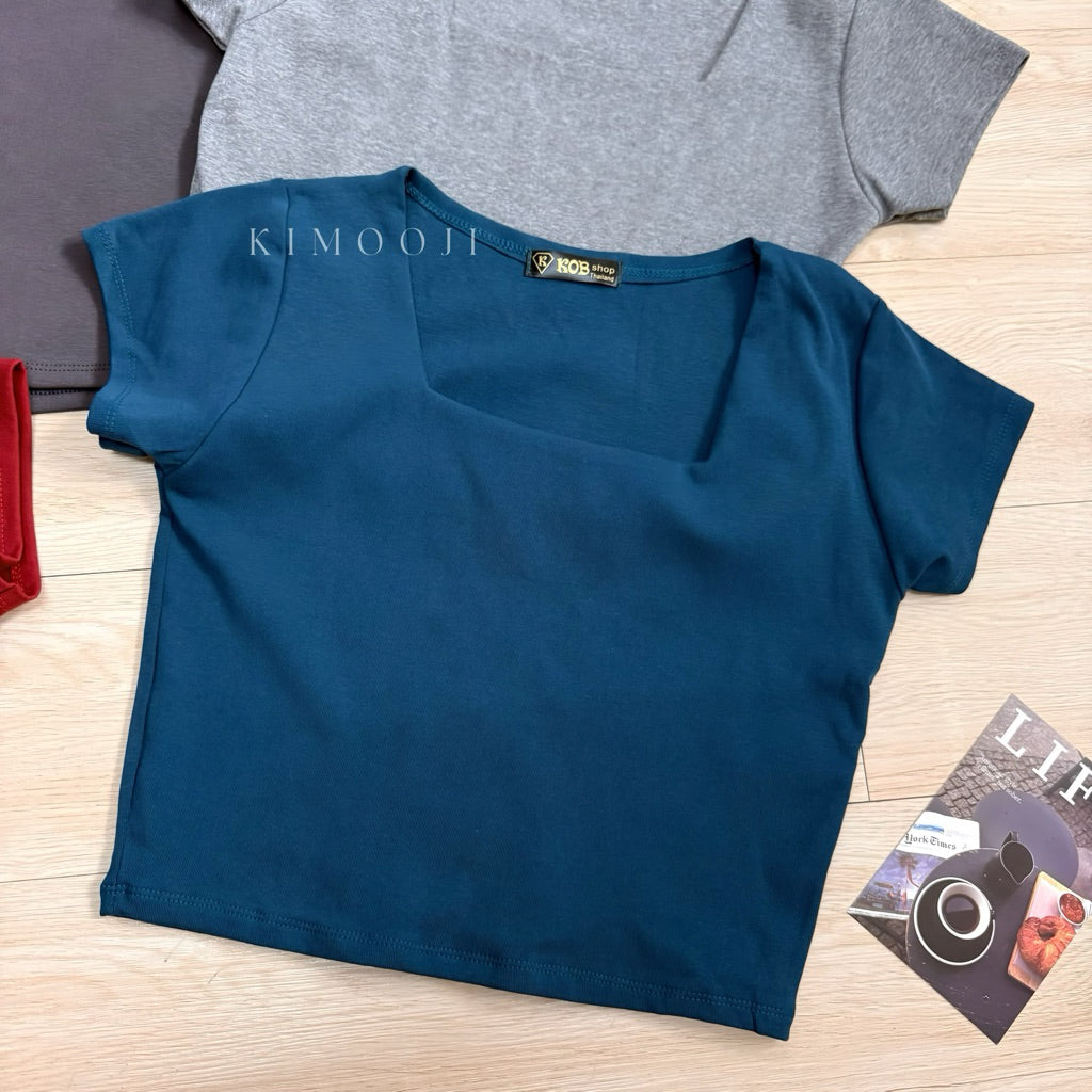 【T199】KOB Square Neck Basic Top Tee