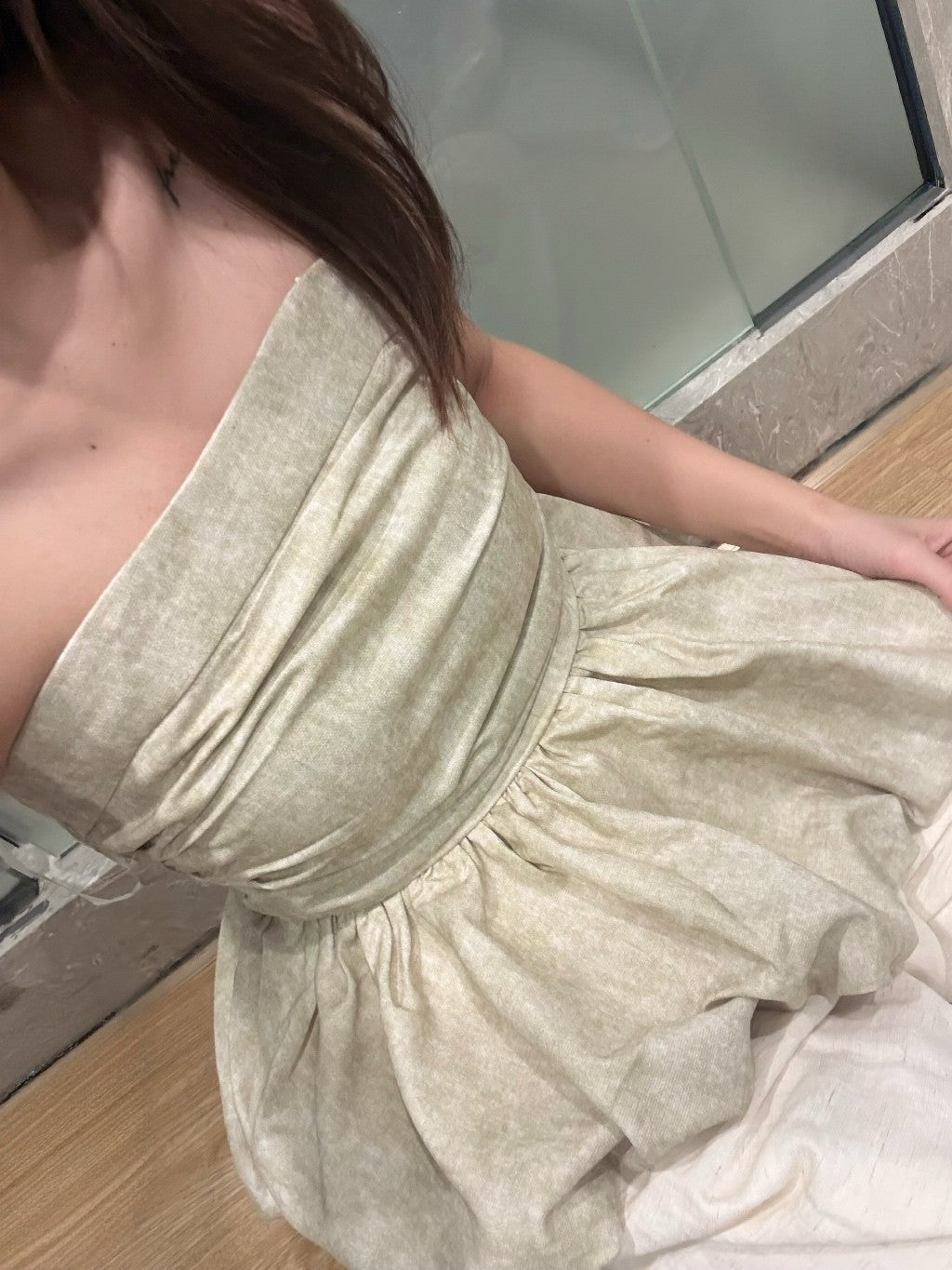 【T-1134】春季🌸法式复古花苞蓬蓬抹胸上衣