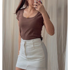 【T856】Thong Glom 方领修身上衣女T恤 Basic Slim Fit Tee