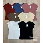 【T856】Thong Glom 方领修身上衣女T恤 Basic Slim Fit Tee