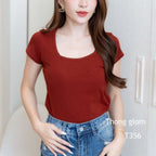 【T856】Thong Glom 方领修身上衣女T恤 Basic Slim Fit Tee