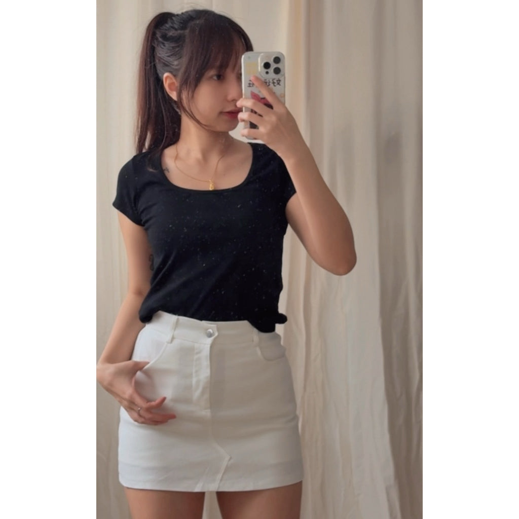 【T856】Thong Glom 方领修身上衣女T恤 Basic Slim Fit Tee