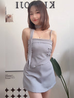 【T907】立体蝴蝶结Choker Set A line Skirt + Ribbon Singlet Top