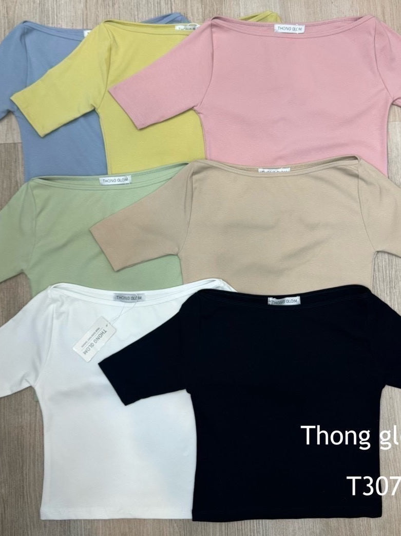 【T910】百搭五分袖棉上衣女 T-Shirt ThongGlom