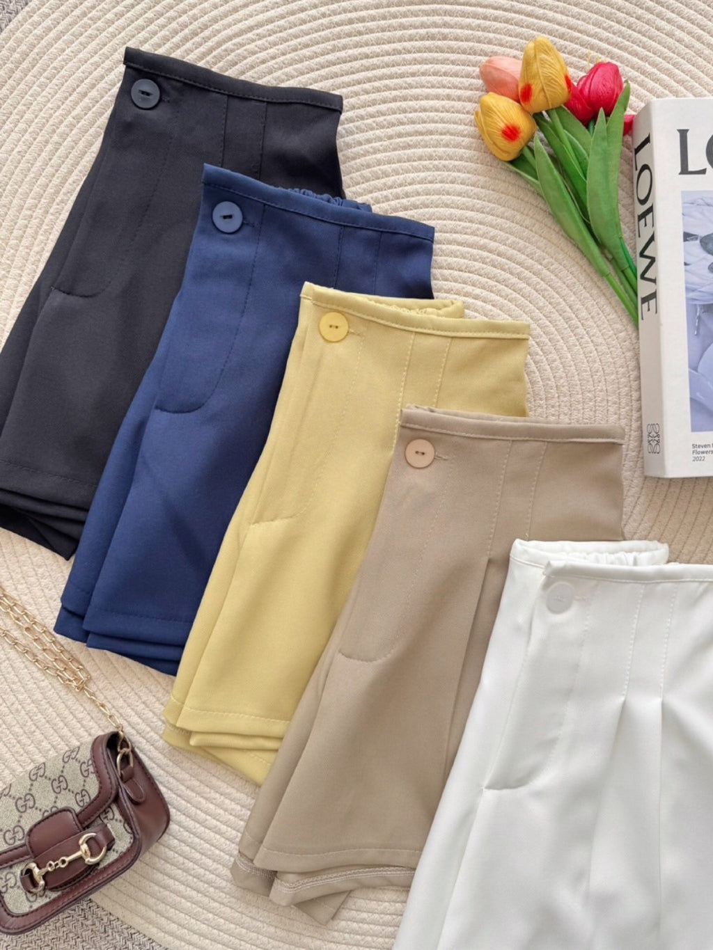 【T962】A-Line Pleated Suit Shorts A字西装显瘦高腰百搭休闲裤 TALENT