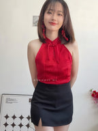 【T993】欧美女人味小开叉西装半身裙