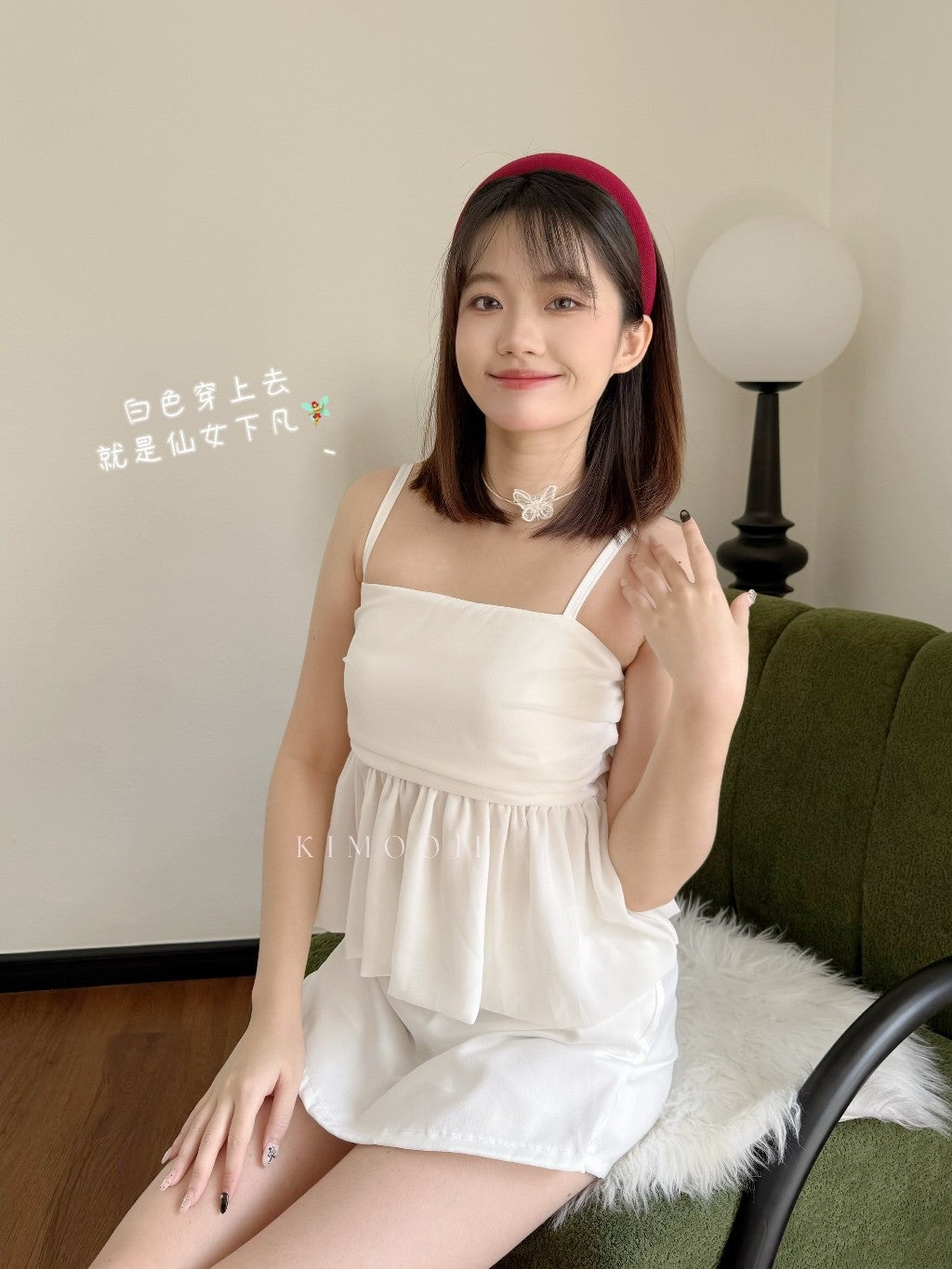 【T1013】高级小姐姐穿搭❤️ 娃娃吊带背心上衣（自带胸垫）+ A字西Skort