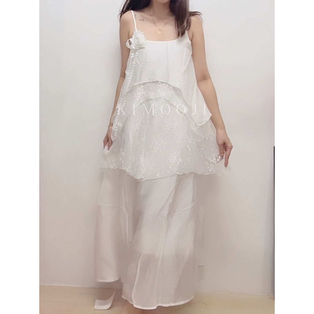 【T1106】🕊️ Premium French White Lace Maxi Dress 仙女裙 🤍