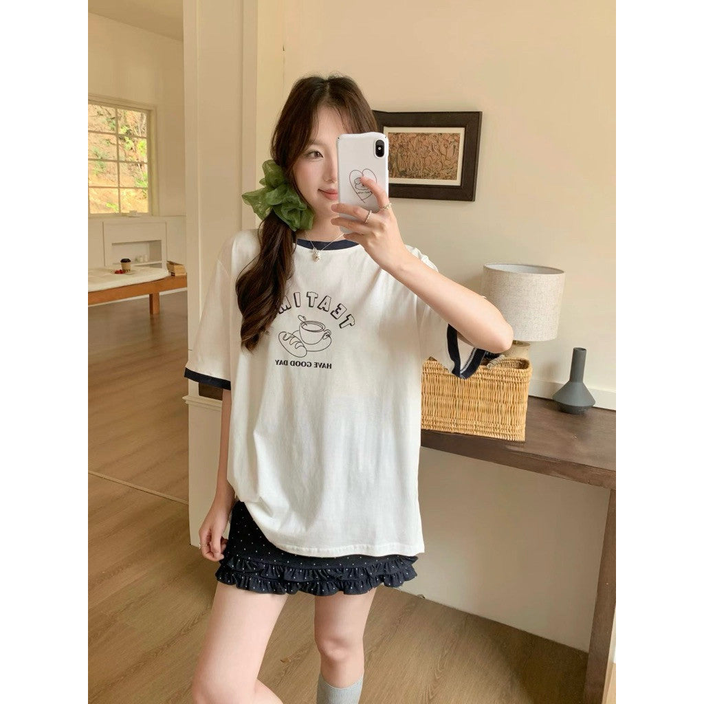 【T-1223】Teatime 韩系印花下午茶爽肤棉Tee