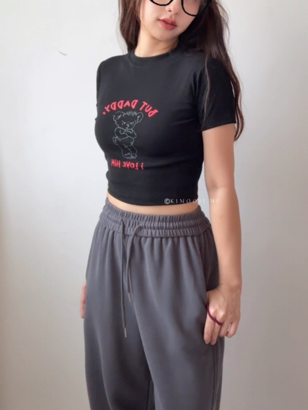 【T926】“BUT DADDY I LOVE HIM” Cute Teddy Crop Tee