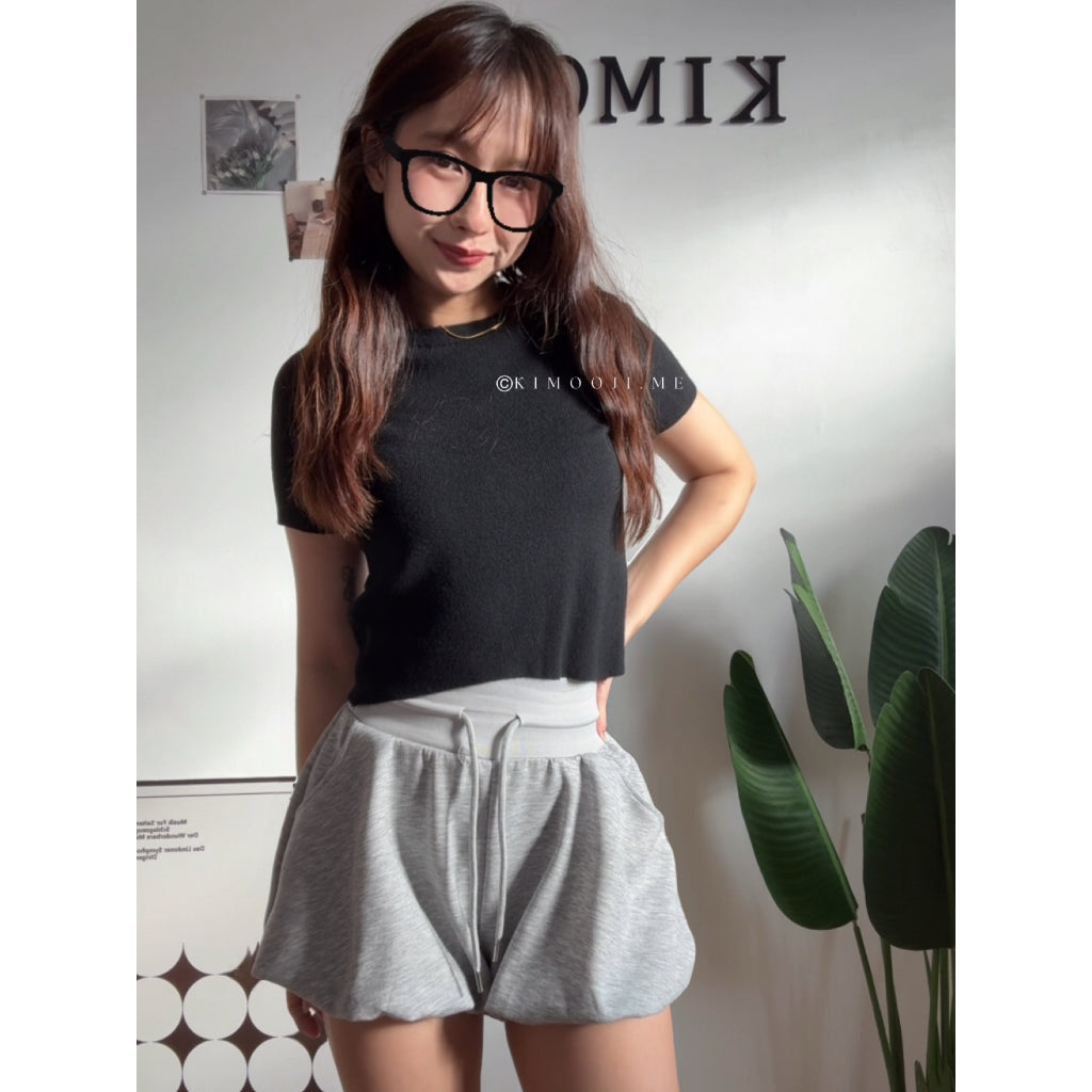 【T925】软针织～Basic Comfy Knitted Crop Top