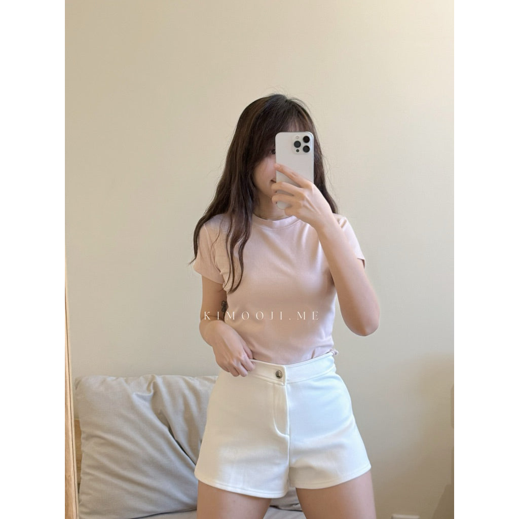 【T942】 SKIMS正肩修身显瘦素色圆领女Tee April
