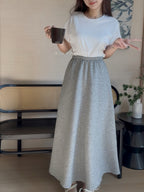 【T970】太空棉高腰长裙 | Elastic Waist Slim Flow Skirt