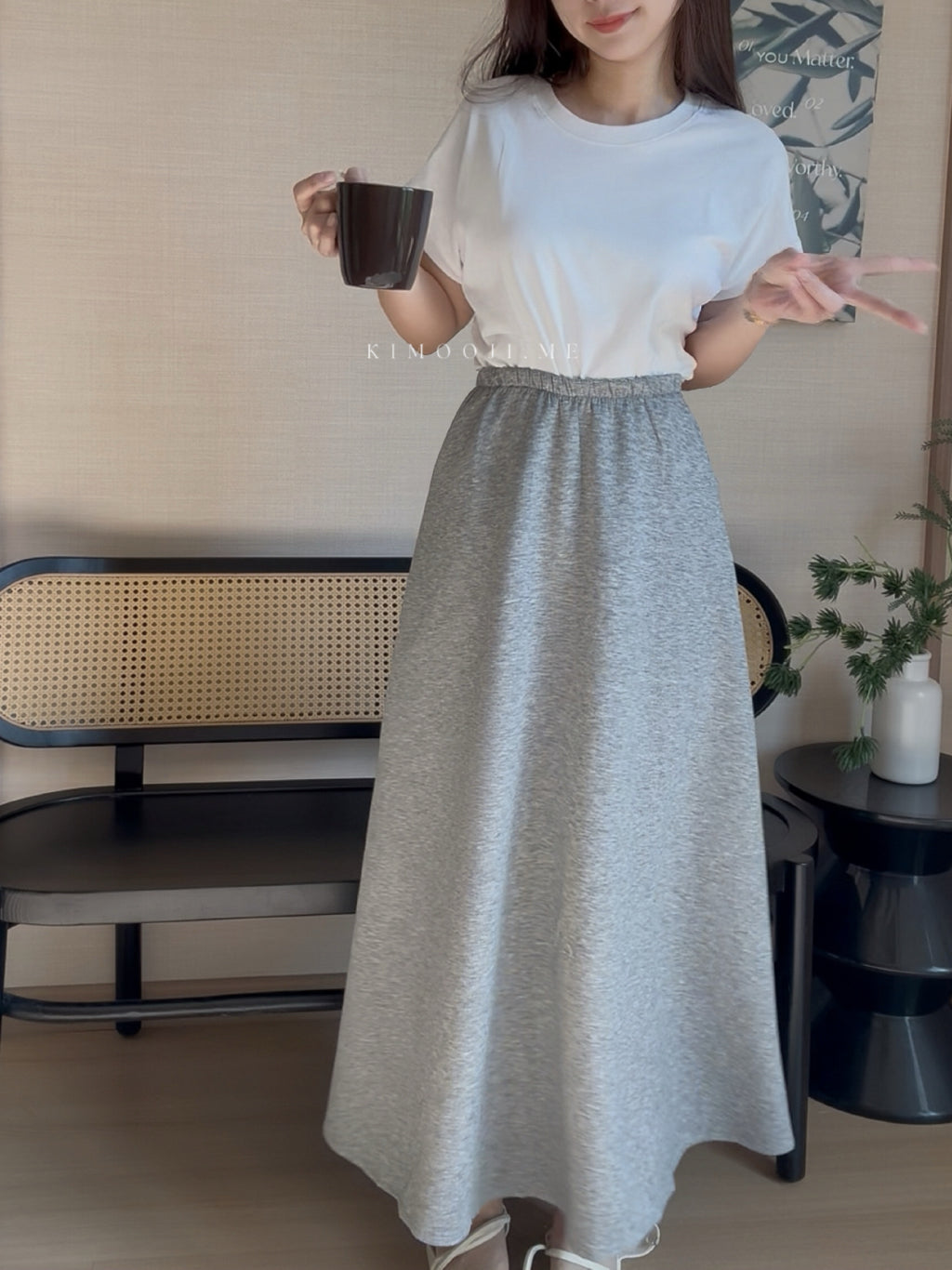 【T970】太空棉高腰长裙 | Elastic Waist Slim Flow Skirt