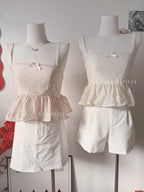 【T1040】小清新碎花吊带小背心娃娃上衣