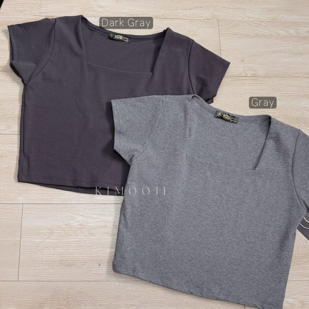 【T199】KOB Square Neck Basic Top Tee