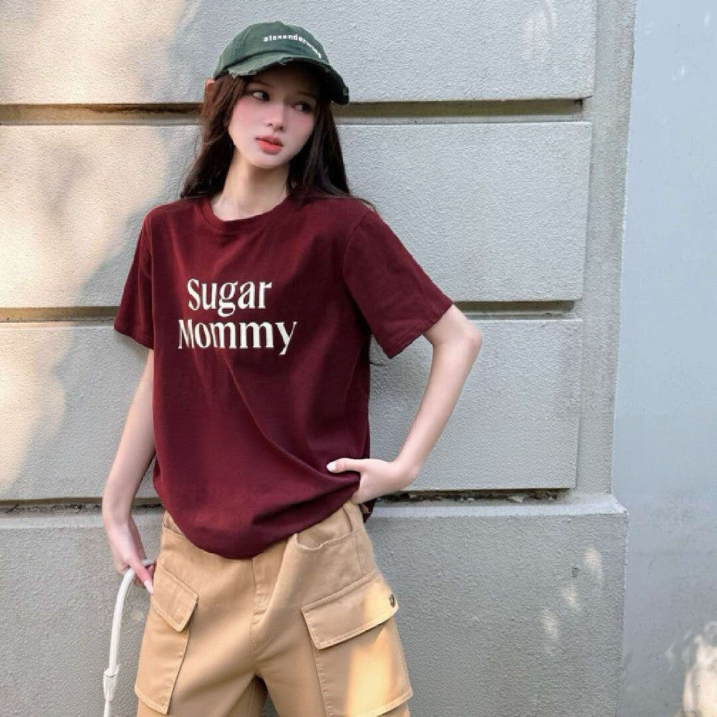 【T-1229】Sugar Mommy 帅气空气棉宽松女Tee