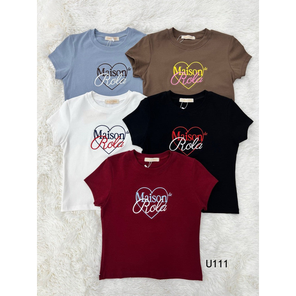 【T-1222】Maison Letters Tee 韩系刺绣圆领上衣 TG