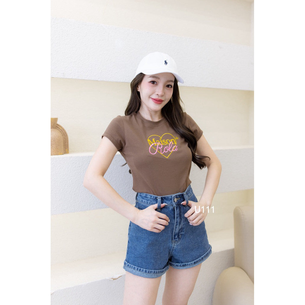 【T-1222】Maison Letters Tee 韩系刺绣圆领上衣 TG