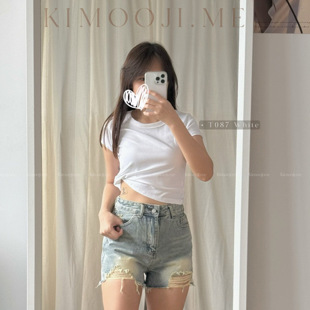 【T797】Vintage Ripped Jeans美式复古女高腰牛仔裤短裤