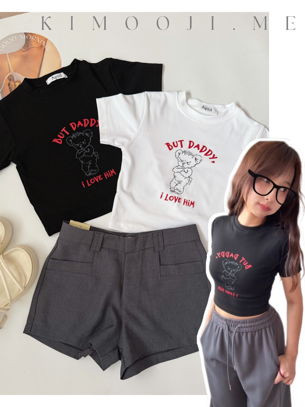 【T926】“BUT DADDY I LOVE HIM” Cute Teddy Crop Tee