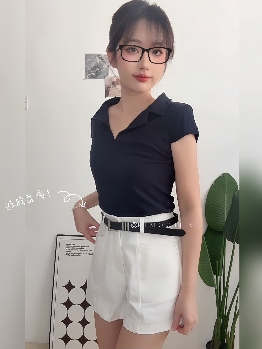 【T939】遮胯A字牛仔阔腿短裤-送腰带！ KELTIS