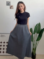 【T970】太空棉高腰长裙 | Elastic Waist Slim Flow Skirt