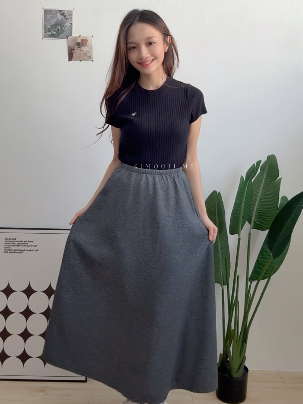 【T970】太空棉高腰长裙 | Elastic Waist Slim Flow Skirt