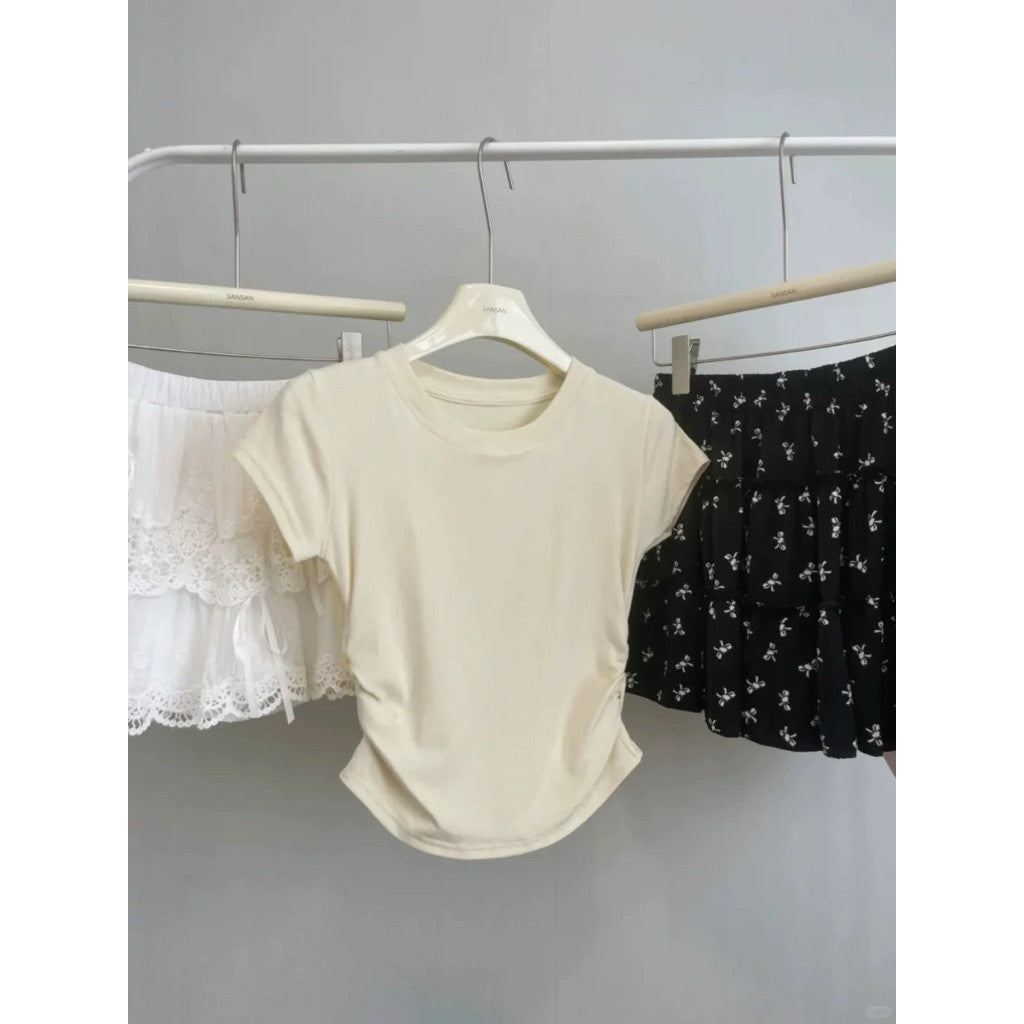 【T-1188】韩系显瘦修身Baby Tee 短袖T恤 百搭基础款