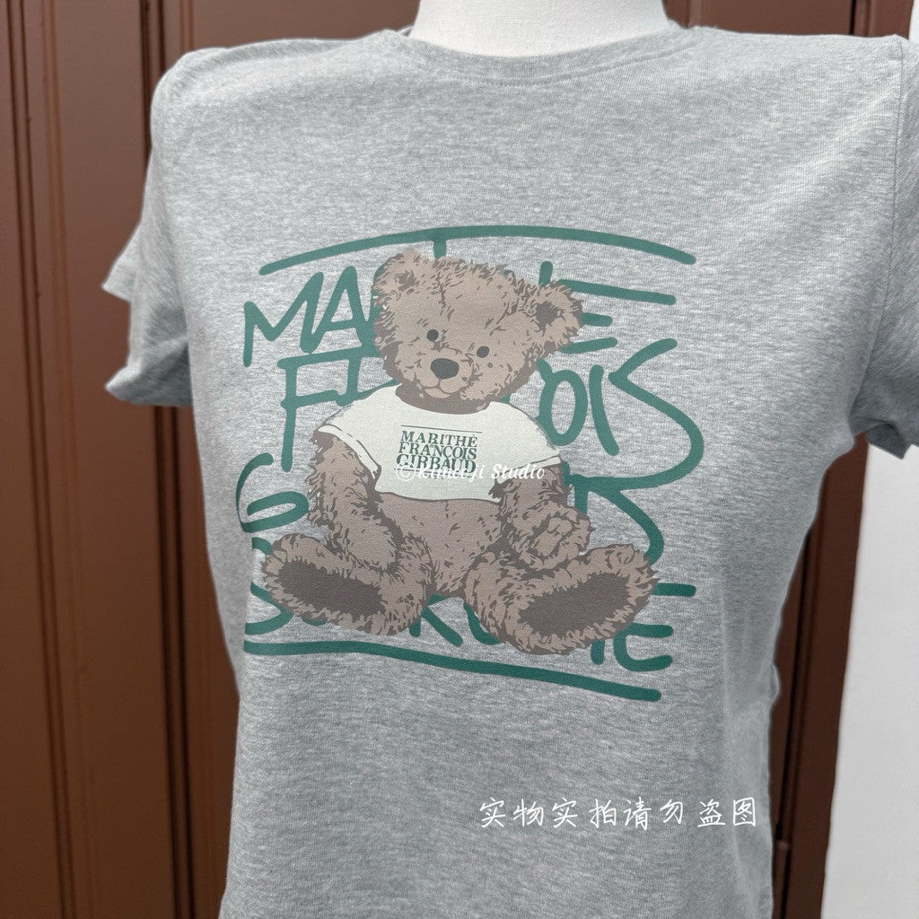 【T-1218】韩版短款纯棉小熊印花T恤