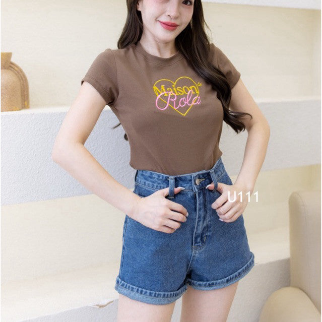 【T-1222】Maison Letters Tee 韩系刺绣圆领上衣 TG
