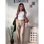 【T200】OL Quality Straight Wide Leg Pants 高级shusby Keltis