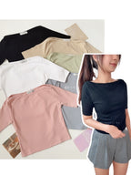 【T910】百搭五分袖棉上衣女 T-Shirt ThongGlom