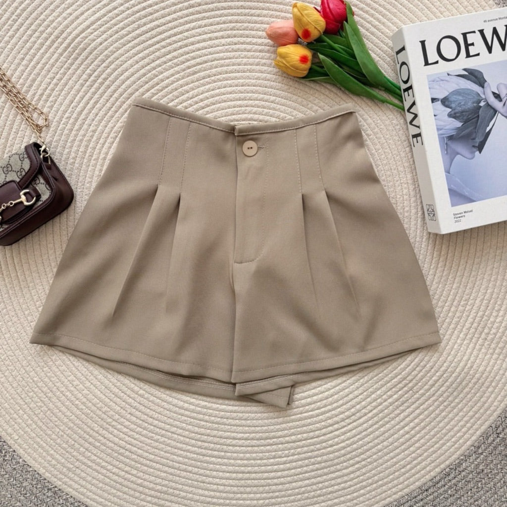 【T962】A-Line Pleated Suit Shorts A字西装显瘦高腰百搭休闲裤 TALENT