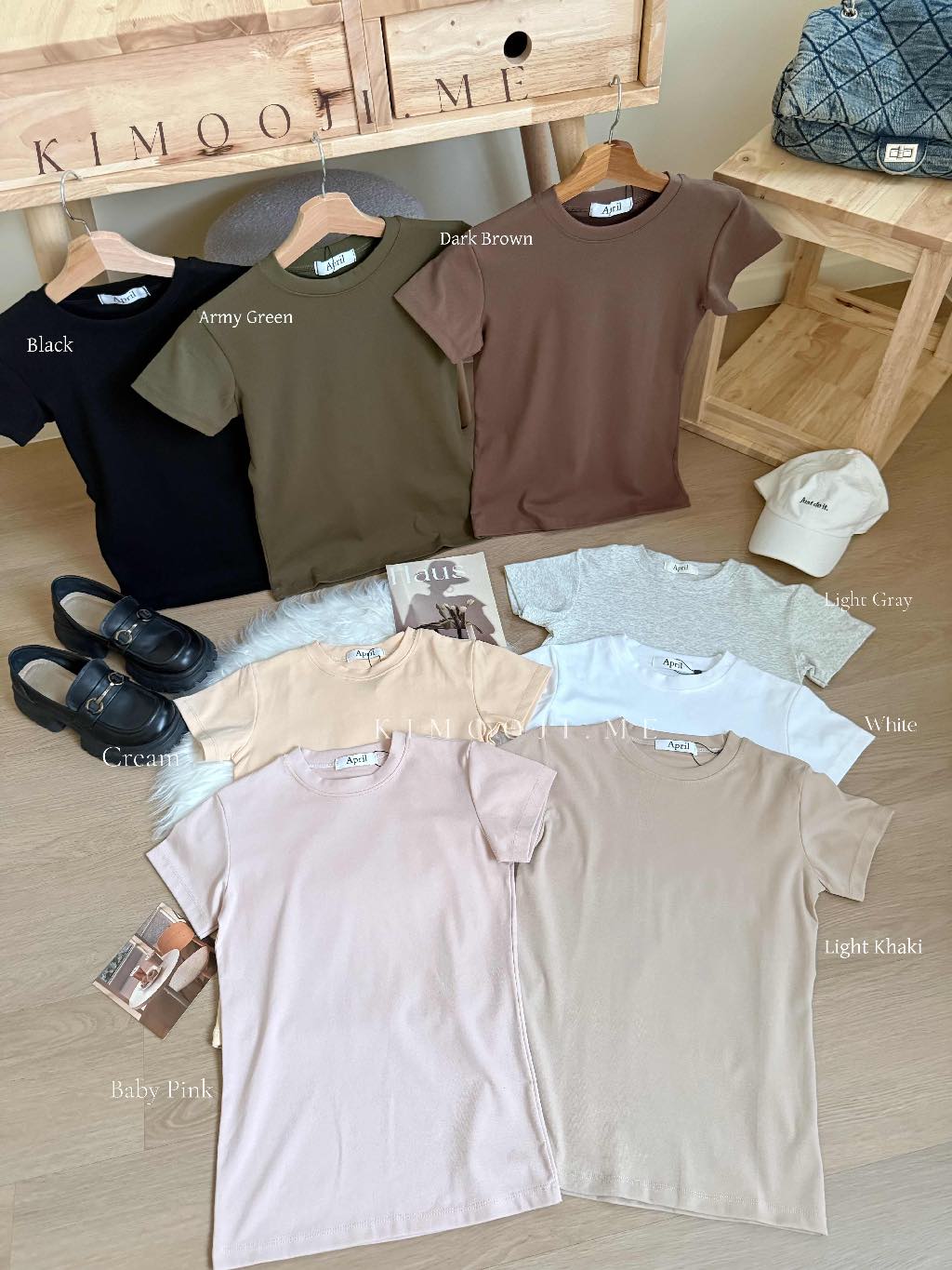 【T942】 SKIMS正肩修身显瘦素色圆领女Tee April