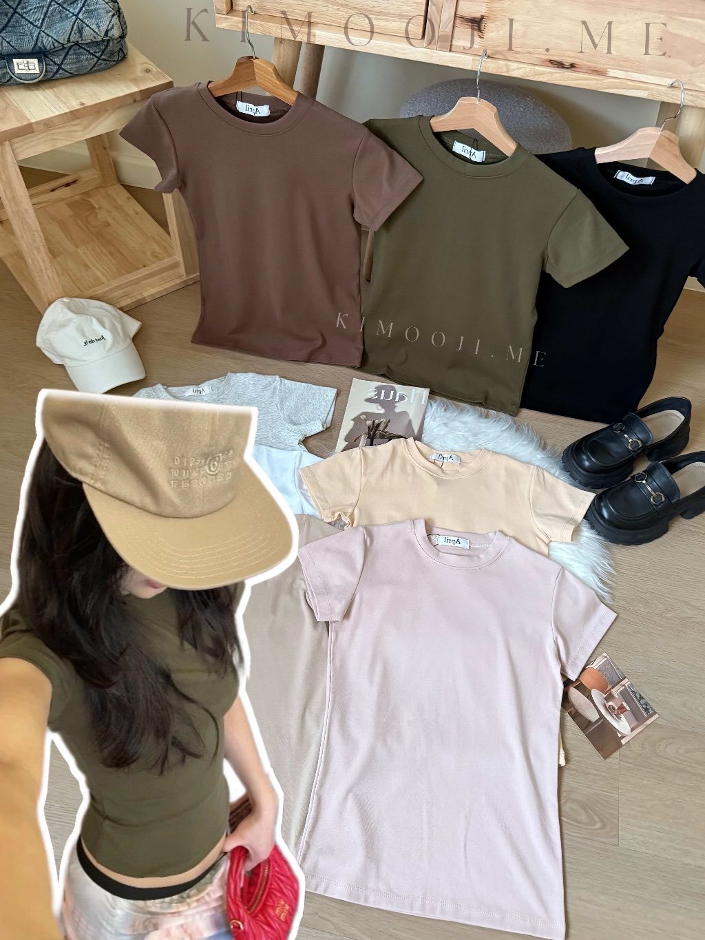 【T942】 SKIMS正肩修身显瘦素色圆领女Tee April