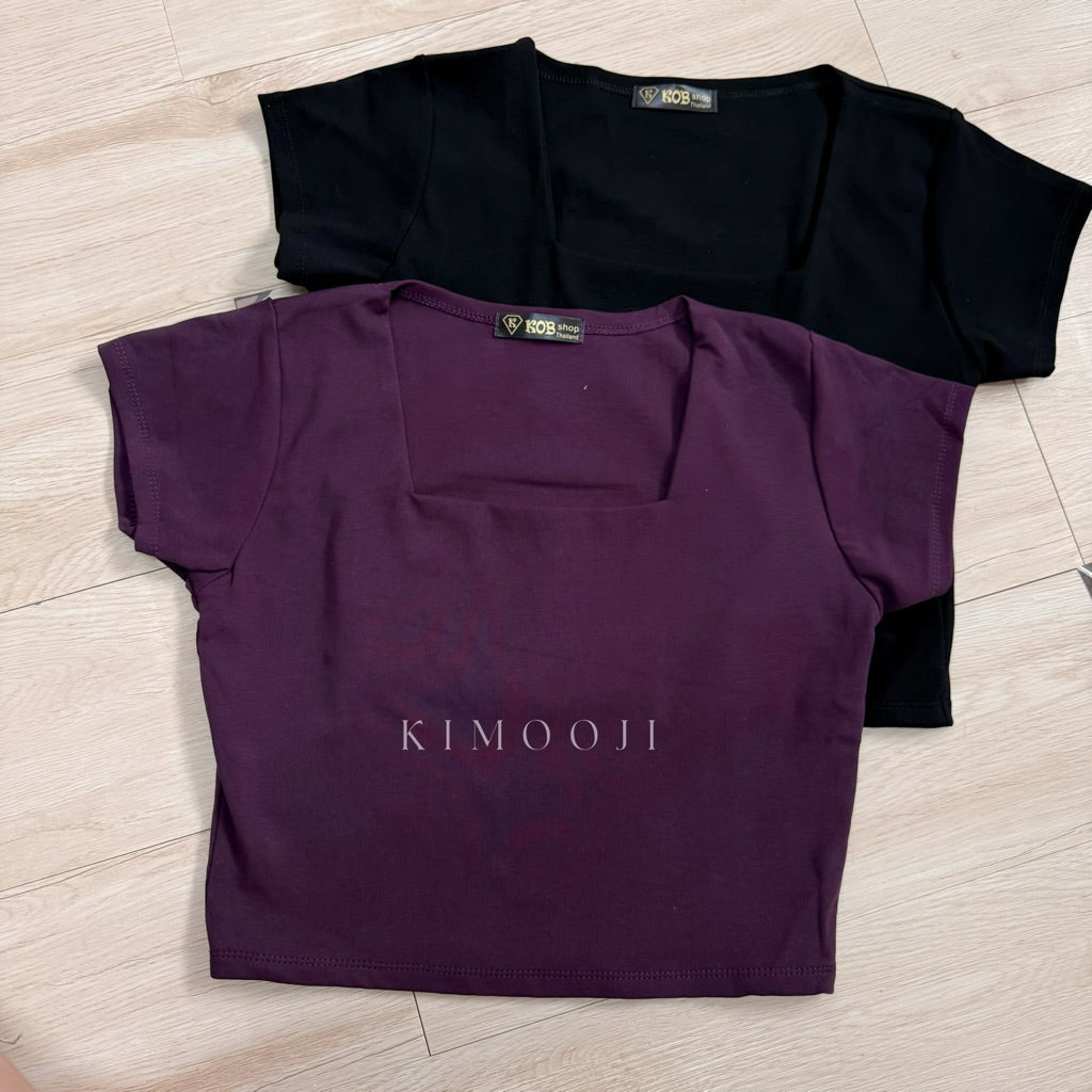 【T199】KOB Square Neck Basic Top Tee