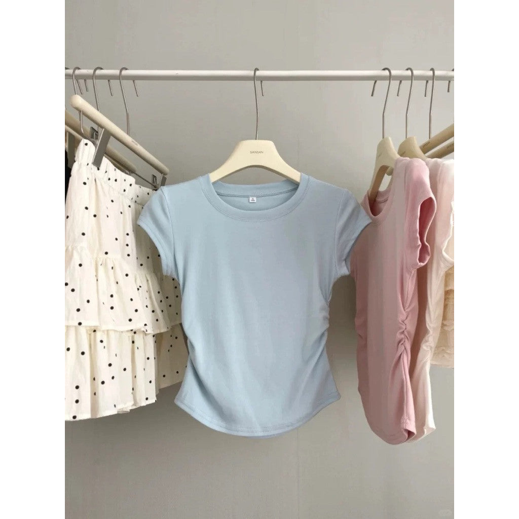 【T-1188】韩系显瘦修身Baby Tee 短袖T恤 百搭基础款