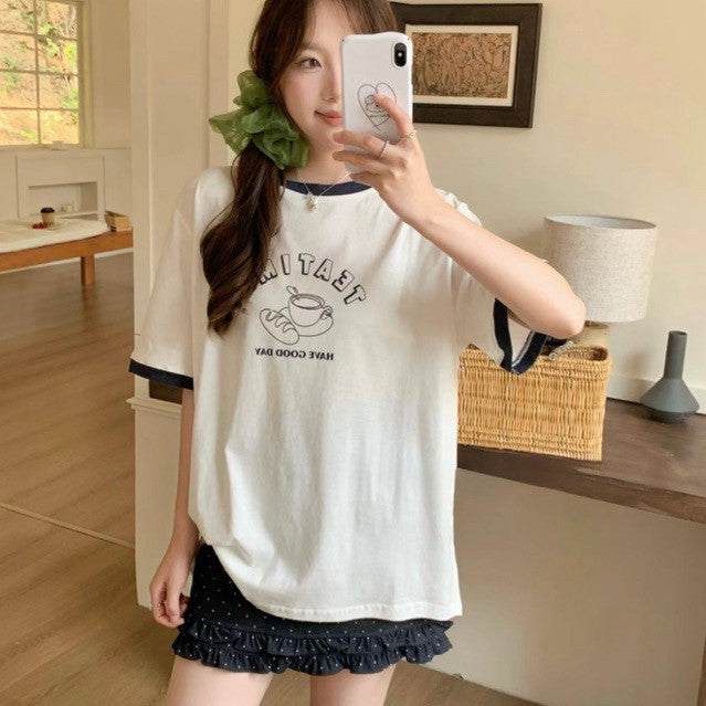 【T-1223】Teatime 韩系印花下午茶爽肤棉Tee