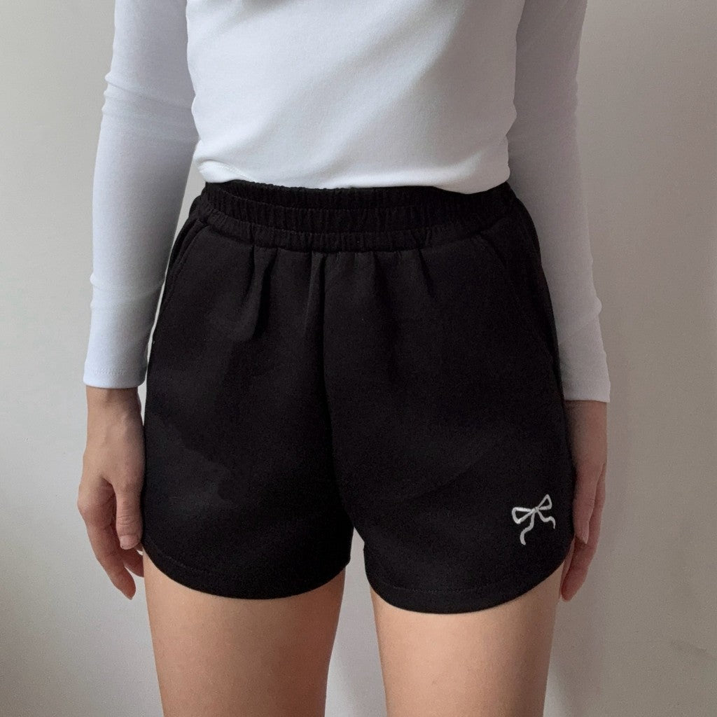 【T410】Ribbon Leisure Short Pants 蝴蝶结太空棉休闲短裤