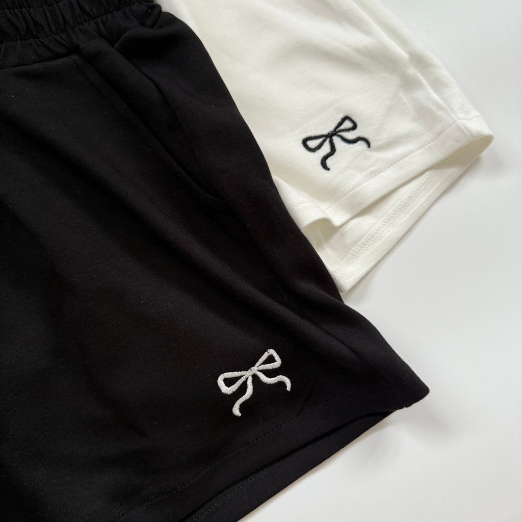【T410】Ribbon Leisure Short Pants 蝴蝶结太空棉休闲短裤