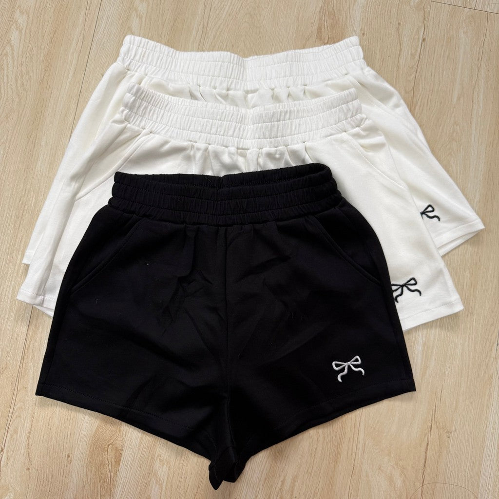 【T410】Ribbon Leisure Short Pants 蝴蝶结太空棉休闲短裤