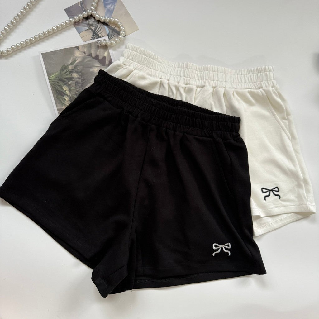 【T410】Ribbon Leisure Short Pants 蝴蝶结太空棉休闲短裤