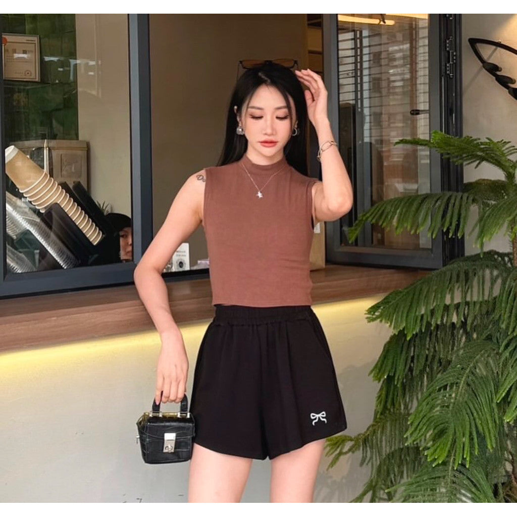 【T410】Ribbon Leisure Short Pants 蝴蝶结太空棉休闲短裤