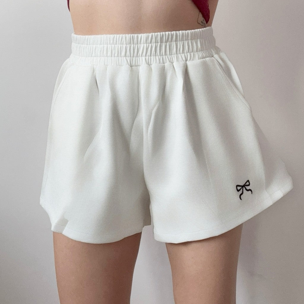 【T410】Ribbon Leisure Short Pants 蝴蝶结太空棉休闲短裤