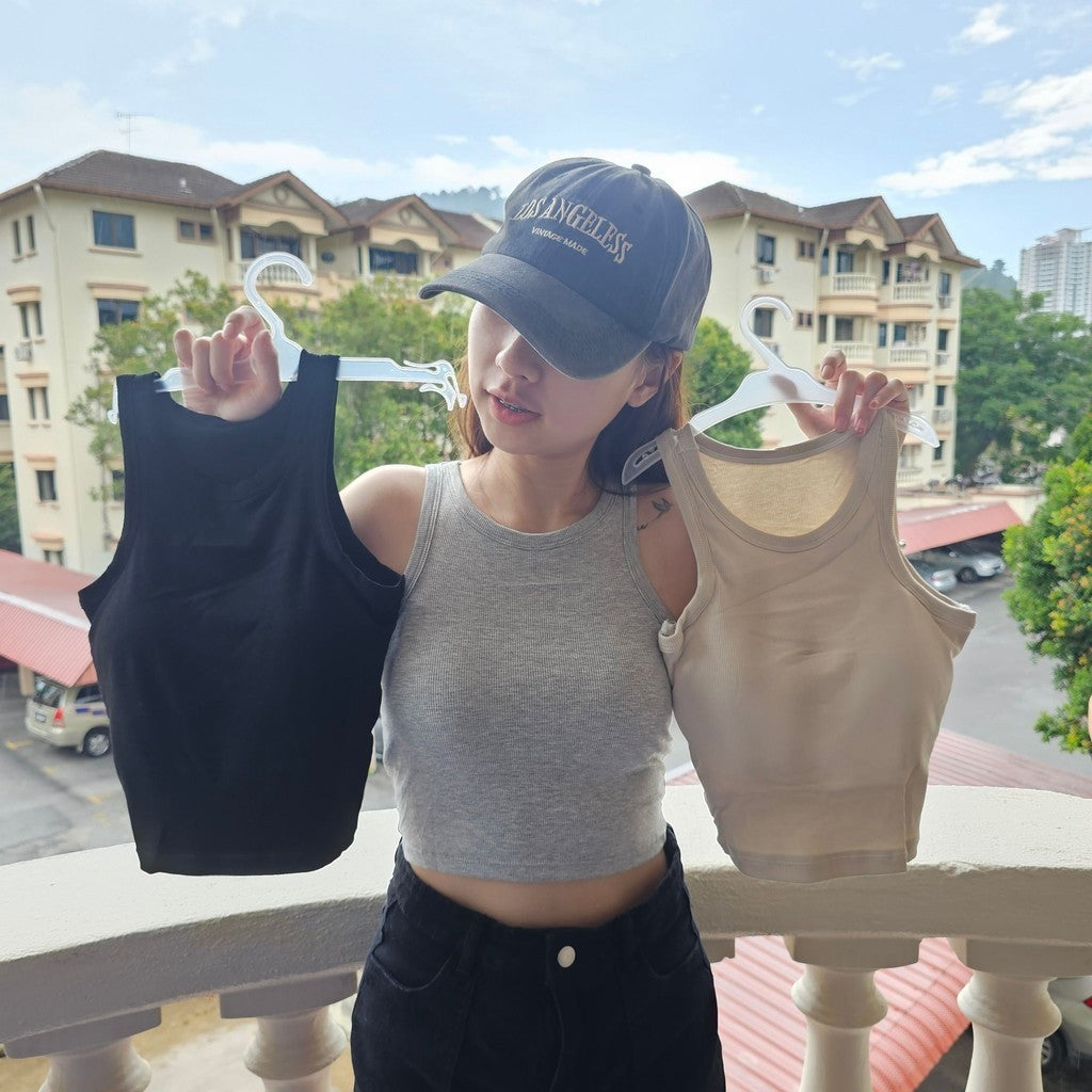 【BT030】High Neck 自带胸垫 欧美高领背心