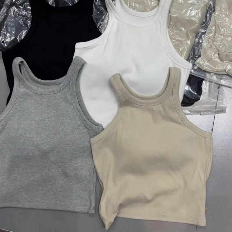 【BT030】High Neck 自带胸垫 欧美高领背心