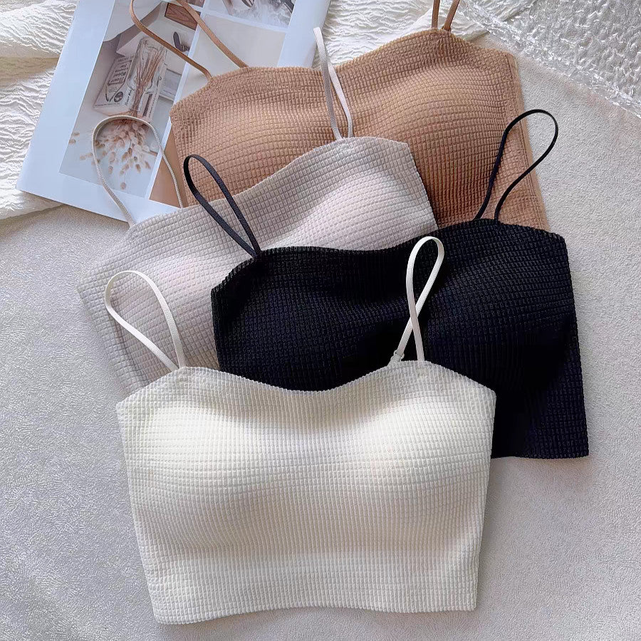 【BT035】Waffle Bra Top 自带胸垫平口背心